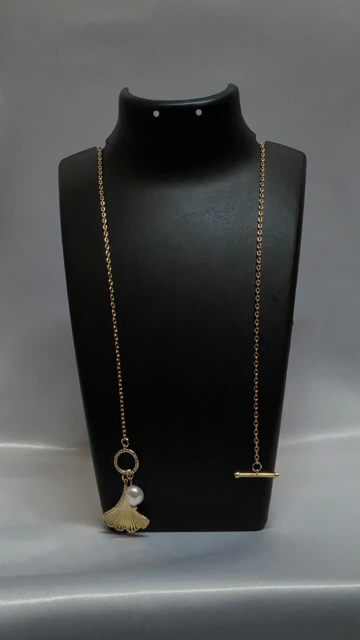 Pearl Drop ginkgo Necklace — view 2